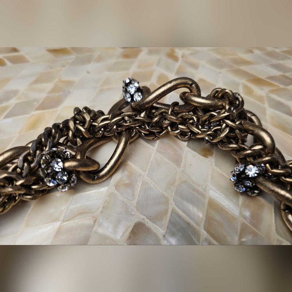 [J. CREW] Chunky Chain Link Crystal Bunches Heavy Statement Necklace - Picture 12 of 16
